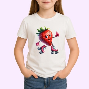 Tricou Capsuna amuzanta de vara pe role, Fructe, Copii | Dama