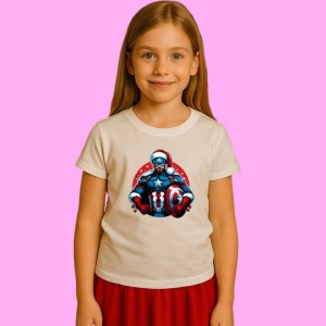 Tricou Captain America Christmas Cu Scut, din bumbac 100%, tricou alb, Copii | Dama | Barbat - Img 2