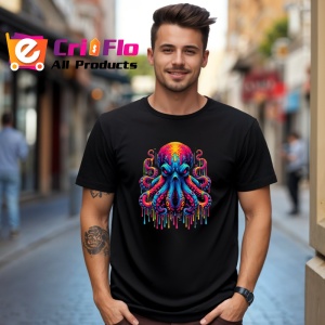 Tricou Caracatita colorata graffiti adancuri fantastice Copii | Dama | Barbat, culoare negru - Img 6