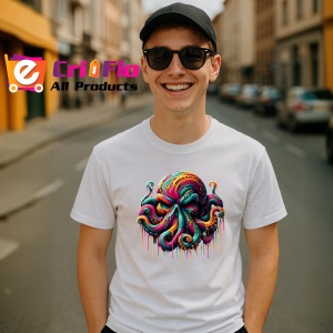 Tricou Caracatita stil graffiti cu tentacule dinamice Copii | Dama | Barbat - Img 5