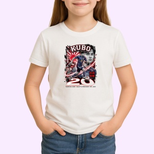 Tricou Card Fotbal Kubo Japonia V1, din bumbac 100% , tricou alb pentru Copii | Dama | Barbat