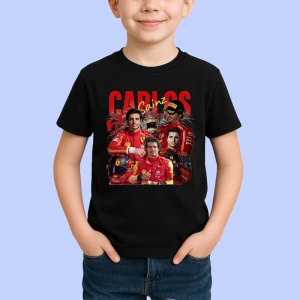 Tricou Carlos Sainz Formula 1 Imagine Dinamica Echipa Ferrari, Copii | Dama | Barbat - Img 2