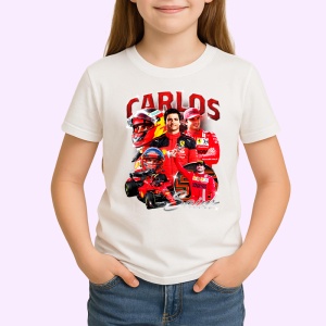 Tricou Carlos Sainz Poster Portret Rosu Ferrari Formula 1, Copii | Dama | Barbat - Img 3