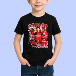 Tricou Carlos Sainz Poster Portret Rosu Ferrari Formula 1, Copii | Dama | Barbat - Img 2
