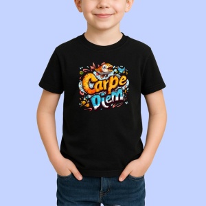 Tricou Carpe Diem Design Colorat Peste Amuzant, din bumbac 100%, tricou negru Copii | Dama | Barbat - Img 2