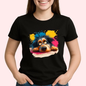 Tricou Catel si pete de culoare Negru, Copii | Dama | Barbat - Img 2