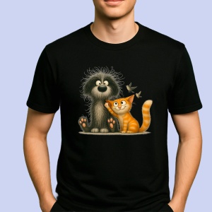 Tricou Catel si pisica Negru, Copii | Dama | Barbat