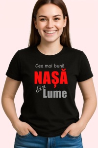 Tricou Cea Mai Buna Nasa Din Lume Rosu V4, din bumbac 100%, tricou negru Dama