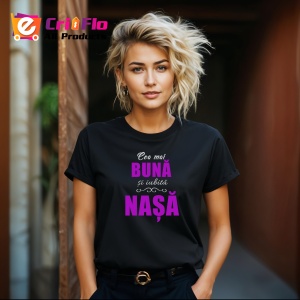 Tricou Cea Mai Buna Si Iubita Nasa Mov V3, din bumbac 100%, tricou negru, Dama | Barbat - Img 3