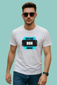Tricou Cel Mai Bun Bunic Din Lume V2, din bumbac 100%, tricou alb, Dama | Barbat - Img 2