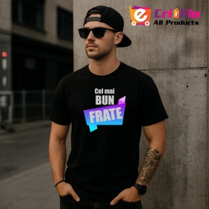 Tricou Cel Mai Bun Frate Banner Albastru Inchis, din bumbac 100%, tricou negru, Dama | Barbat - Img 3