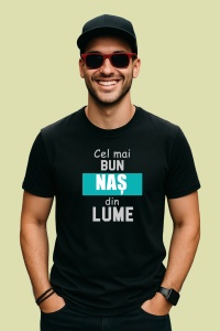 Tricou Cel Mai Bun Nas Simplu, din bumbac 100%, tricou negru, Dama | Barbat - Img 2