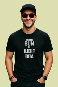Tricou Cel Mai Bun Si Iubit Tata Gri, din bumbac 100%, tricou negru, Dama | Barbat