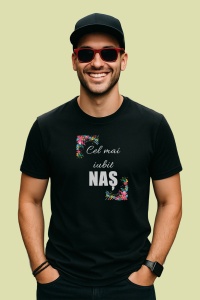 Tricou Cel Mai Iubit Nas Floral, din bumbac 100%, tricou negru, Dama | Barbat - Img 2