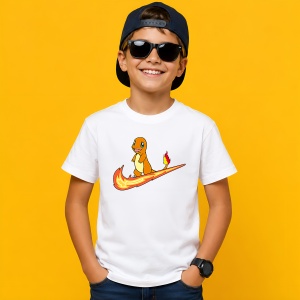 Tricou Charmander Fire Wave Logo Portocaliu Urban Pokemon Design, din bumbac 100% Copii | Dama | Barbat - Img 2