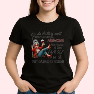 Tricou Chat sunt la pensie de azi Negru, Copii | Dama | Barbat