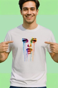 Tricou Chip feminin cu lacrimi colorate fundal alb Copii | Dama | Barbat - Img 2