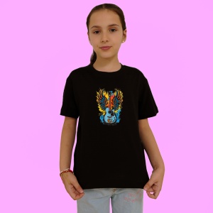 Tricou Chitara Aripi Colorate, Copii | Dama | Barbat, culoare negru - Img 3