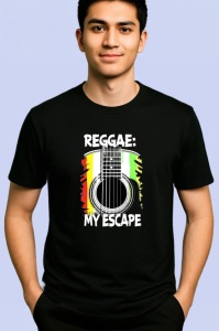 Tricou Chitara Reggae Verde Galben Rosu, Copii | Dama | Barbat, culoare negru - Img 2