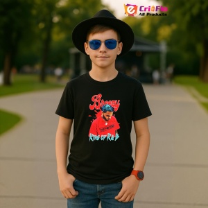 Tricou Chris Brown - King of R&B Red, muzica Hip-Hop / Trap, Dama | Barbat | Copii, Culoare Negru - Img 6