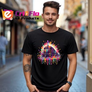 Tricou Cladire futurista in stil graffiti urban Copii | Dama | Barbat, culoare negru - Img 6