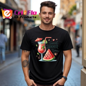 Tricou Cocktail cu pepene rosu text sweet summer time design estival Copii | Dama | Barbat, negru - Img 6