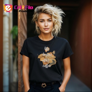 Tricou Coffee Splash Quote, din bumbac 100%, tricou negru, Dama | Barbat - Img 6