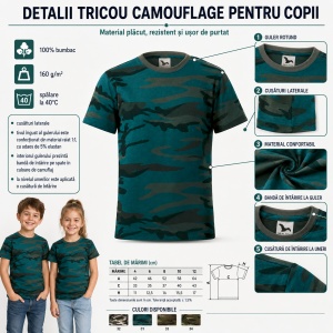 Tricou copii camuflaj Malfini 149 – 100% bumbac, unisex, fete și băieți - Img 3