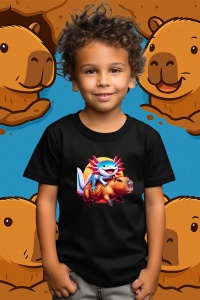 Tricou copii Capybara - Axolotl pe capybara - Img 3
