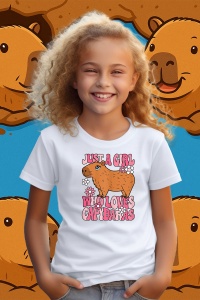 Tricou copii Capybara - Just a girl who loves capy 1 - Img 2