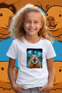 Tricou copii Capybara - Selfie UFO