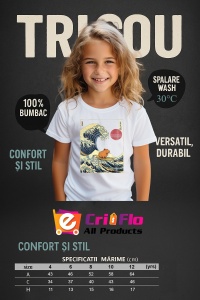 Tricou copii Capybara - Surfing, stil Japonez - Img 4