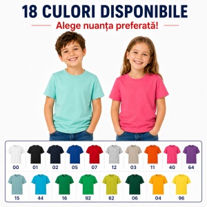 Tricou Copii Classic New Malfini – 100% Bumbac, Mânecă Scurtă, Fete și Băieți, 18 Culori