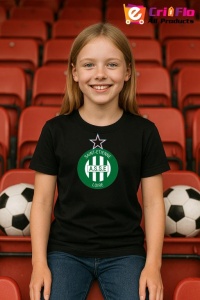 Tricou copii cu logo stema AS Saint-Étienne Franta, din bumbac 100% - Img 5