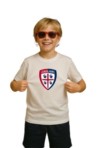 Tricou copii cu logo stema Cagliari Calcio Italia, din bumbac 100% - Img 3