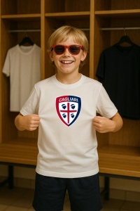 Tricou copii cu logo stema Cagliari Calcio Italia, din bumbac 100% - Img 8