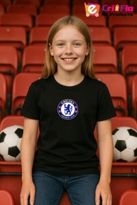 Tricou copii cu logo stema Chelsea FC Anglia, din bumbac 100% - Img 5