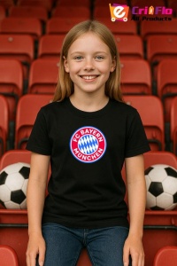 Tricou copii cu logo stema FC Bayern München Germania, din bumbac 100% - Img 5