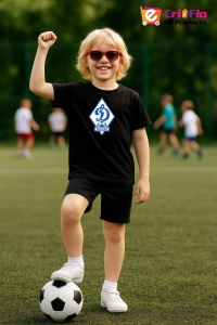 Tricou copii cu logo stema FC Dinamo Moscova Rusia, din bumbac 100% - Img 7
