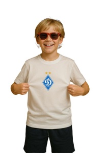 Tricou copii cu logo stema FC Dynamo_Kyiv Ucraina, din bumbac 100% - Img 3