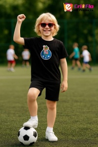 Tricou copii cu logo stema FC Porto Portugalia, din bumbac 100% - Img 6