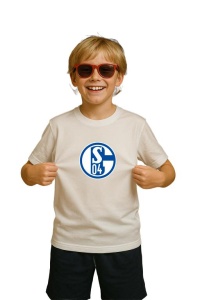 Tricou copii cu logo stema FC Schalke 04 Germania, din bumbac 100%