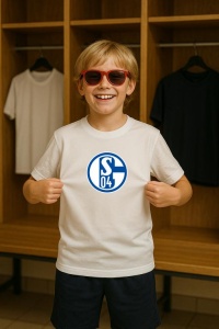 Tricou copii cu logo stema FC Schalke 04 Germania, din bumbac 100% - Img 8