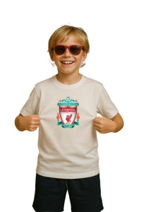 Tricou copii cu logo stema Liverpool FC Anglia, din bumbac 100%