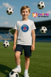 Tricou copii cu logo stema Paris Saint Germain Franta, din bumbac 100% - Img 10