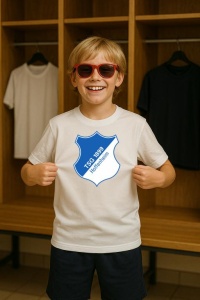 Tricou copii cu logo stema TSG Hoffenheim Germania, din bumbac 100% - Img 8