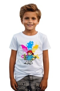 Tricou copii din bumbac 100% Buddy Grafitti, cu imprimeu pentru copii, ideal pentru copii pasionați de artă urbană, stil modern, casual și plin de culoare