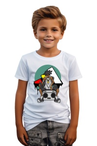 Tricou copii din bumbac 100% Grafitti Street Music, cu imprimeu pentru copii, ideal pentru copii pasionați de artă urbană, stil modern, casual și plin de culoare