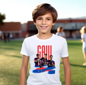 Tricou copii din bumbac 100%, personalizat cu fotbalistul Gavi - Cadou - Img 2