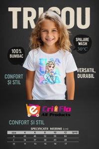 Tricou Copii din bumbac 100%, personalizat cu personajul Printesa Elsa - Img 4